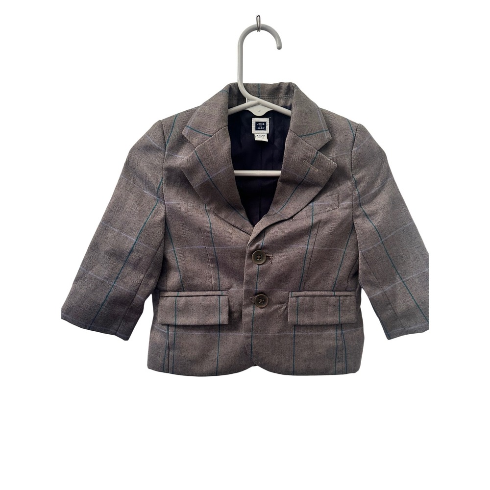 Janie and Jack Baby Boys Grey Plaid Blazer Jacket 6-12 Months Holiday Church